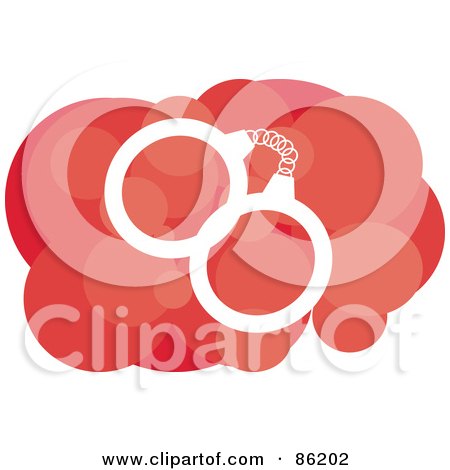Royalty-Free (RF) Clipart Illustration of a Pair Of Cuffs Over Red And Pink Circles by mayawizard101