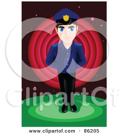 Royalty-Free (RF) Clipart Illustration of a Young Police Offer Standing With His Hands Behind His Back by mayawizard101