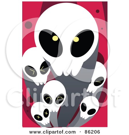Royalty-Free (RF) Clipart Illustration of Evil Ghosts Over Pink by mayawizard101