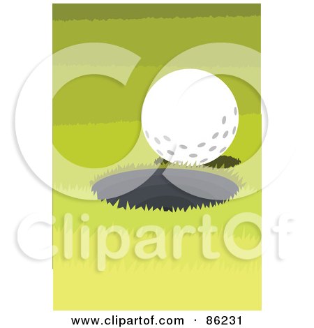 Royalty-Free (RF) Clipart Illustration of a Golf Ball At The Edge Of A Hole by mayawizard101