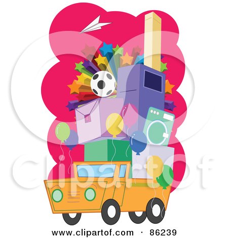 Royalty-Free (RF) Clipart Illustration of a Pile Of Items And Stars On A Truck by mayawizard101