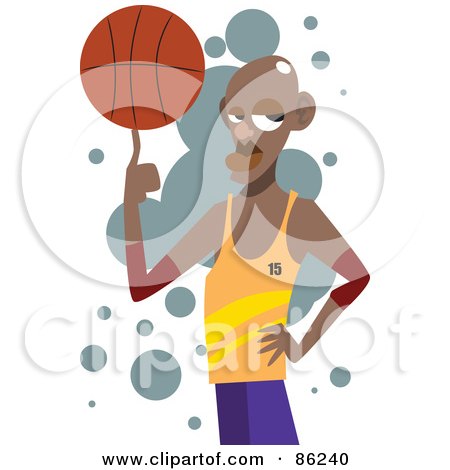Royalty-Free (RF) Clipart Illustration of a Black Basketball Athlete Twirling A Ball On His Finger by mayawizard101