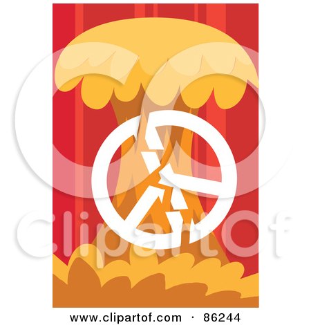 Royalty-Free (RF) Clipart Illustration of a Peace Symbol Breaking Against A Tree by mayawizard101