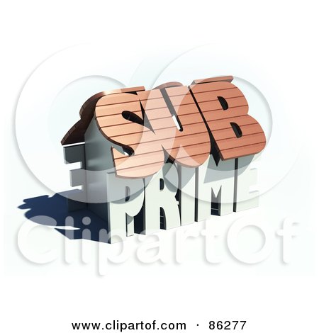 Royalty-Free (RF) Clipart Illustration of a 3d Sub Prime House With A Shadow by Mopic