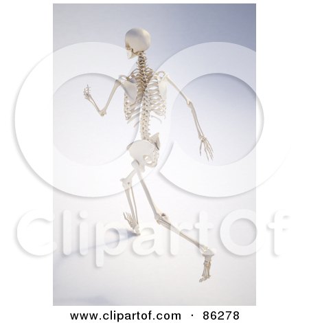 Royalty-Free (RF) Clipart Illustration of a Human Skeleton Running Away by Mopic