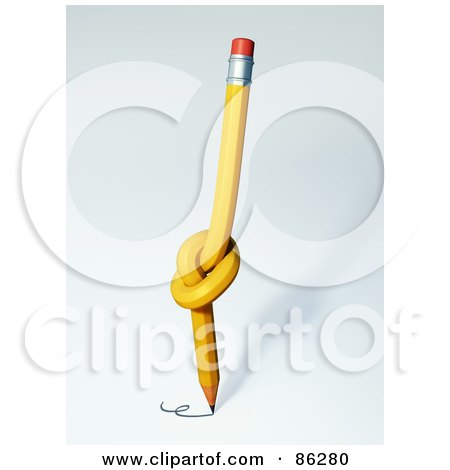 Royalty-Free (RF) Clipart Illustration of a Twisted Drawing 3d Pencil by Mopic