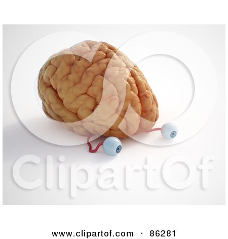 Royalty-Free (RF) Clipart Illustration of a Human Brain With Attached Eyeballs by Mopic