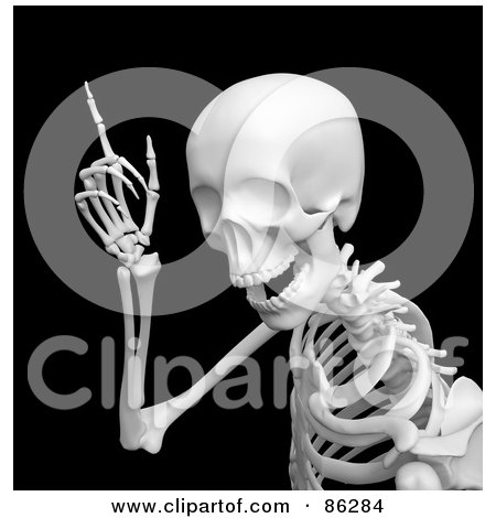 Royalty-Free (RF) Clipart Illustration of a Smart 3d Human Skeleton With An Idea by Mopic