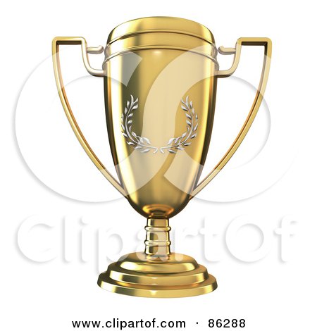 Royalty-Free (RF) Clipart Illustration of a Gold Laurel Trophy Cup by Mopic