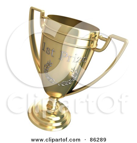 Royalty-Free (RF) Clipart Illustration of a 3d Golden Laurel Trophy Cup by Mopic