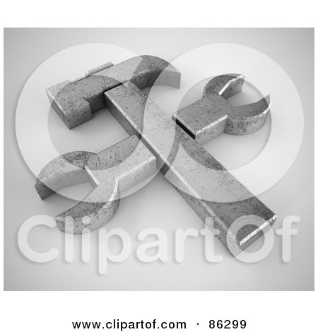 Royalty-Free (RF) Clipart Illustration of a 3d Crossed Hammer And Wrench by Mopic