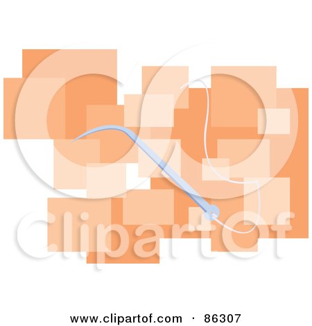 Royalty-Free (RF) Clipart Illustration of a Medical Stitching Needle Over Orange And White by mayawizard101