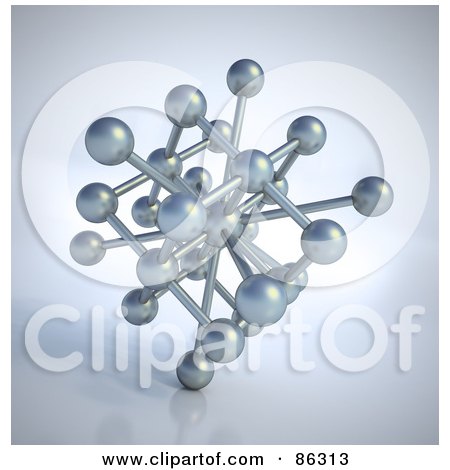 Royalty-Free (RF) Clipart Illustration of a Network Of Chrome Dots On Gray by Mopic