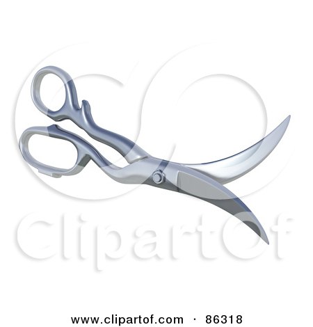 Royalty-Free (RF) Clipart Illustration of a Pair Of Scissors Flipped Backwards by Mopic