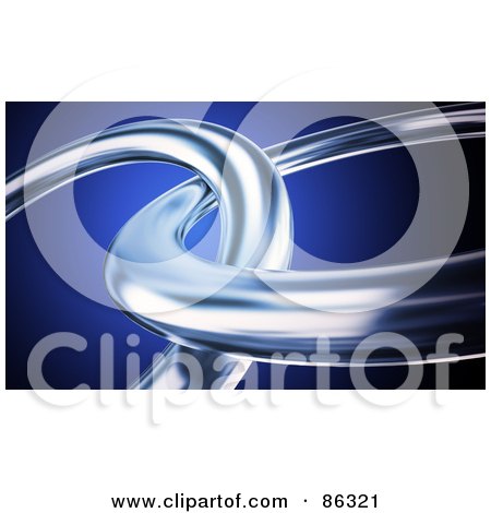 Royalty-Free (RF) Clipart Illustration of Two 3d Silver Rings Entwined Over Blue by Mopic