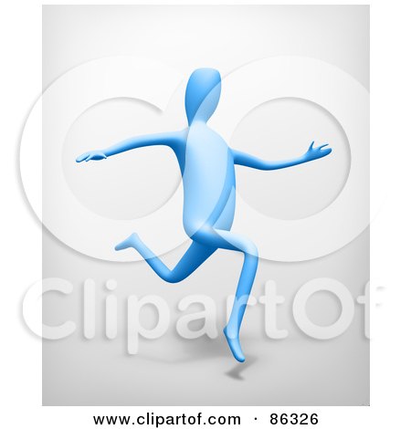 Royalty-Free (RF) Clipart Illustration of a 3d Blue Figure Running by Mopic