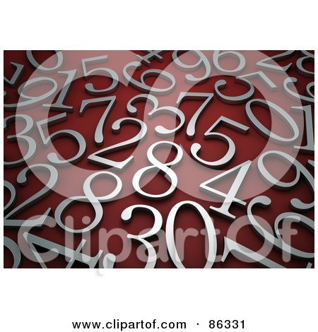 Royalty-Free (RF) Clipart Illustration of a Background Of Brushed Silver Numbers On Red by Mopic