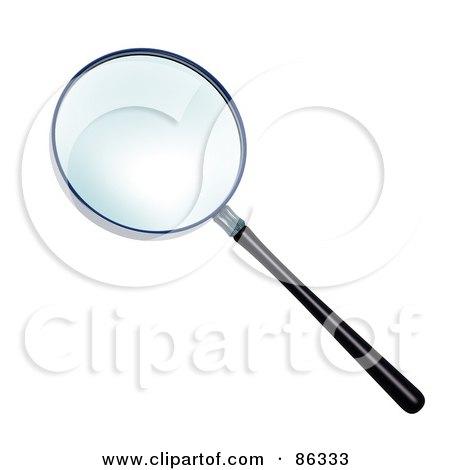 Royalty-Free (RF) Clipart Illustration of a 3d Black Handled Magnifying Glass by Mopic