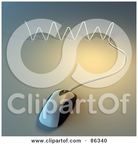 Royalty-Free (RF) Clipart Illustration of a Computer Mouse Cord Forming WWW by Mopic