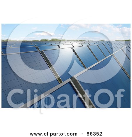 Royalty-Free (RF) Clipart Illustration of a Solar Energy Farm With Panels Under The Sunlight by Mopic