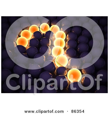 Royalty-Free (RF) Clipart Illustration of Black Balls Surrounding Illuminated Ones In The Shape Of A Question Mark by Mopic