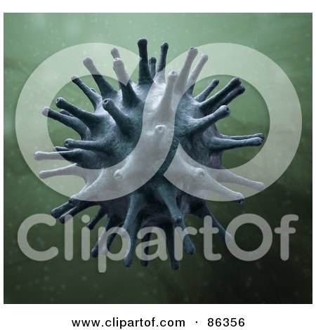 Royalty-Free (RF) Clipart Illustration of a 3d Gray Bacteria On Green by Mopic