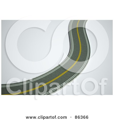 Royalty-Free (RF) Clipart Illustration of a Winding Paved Road Through White by Mopic