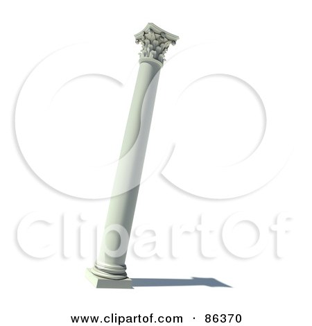 Royalty-Free (RF) Clipart Illustration of a Leaning 3d White Column by Mopic
