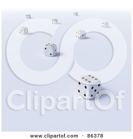 Royalty-Free (RF) Clipart Illustration of Scattered 3d Dice by Mopic