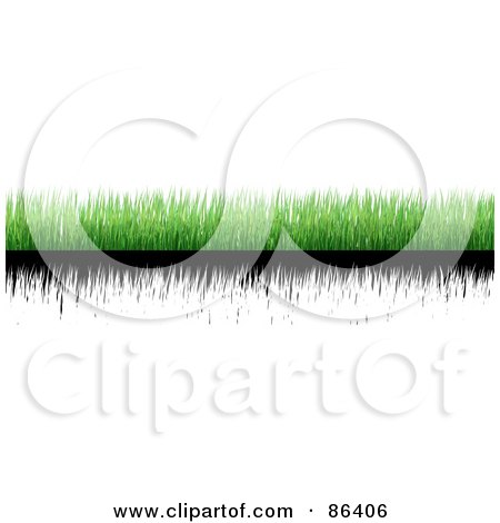 Royalty-Free (RF) Clipart Illustration of a Digital Collage Of Strips Of Green And Black Grass Over White by Mopic