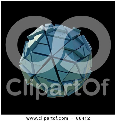 Royalty-Free (RF) Clipart Illustration of a Blue 3d Sphere Made Of Triangular Particles by Mopic