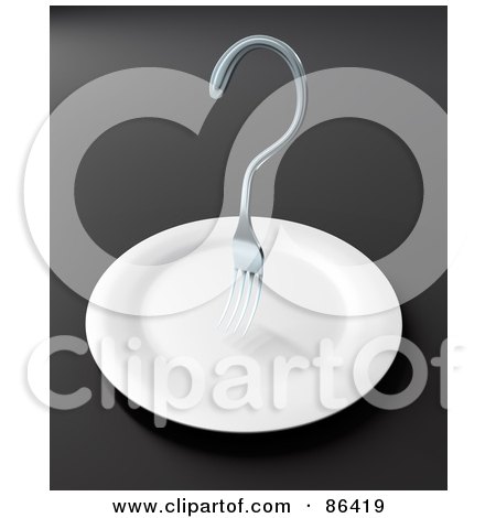 Royalty-Free (RF) Clipart Illustration of a Question Mark Fork Over A Plate by Mopic