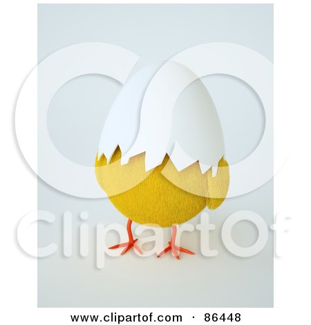 Royalty-Free (RF) Clipart Illustration of a Yellow Chick With An Egg Shell Covering His Face by Mopic
