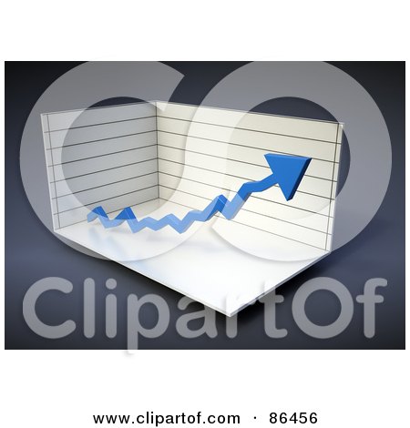 Royalty-Free (RF) Clipart Illustration of a Box Graph With A Blue Increase Arrow by Mopic