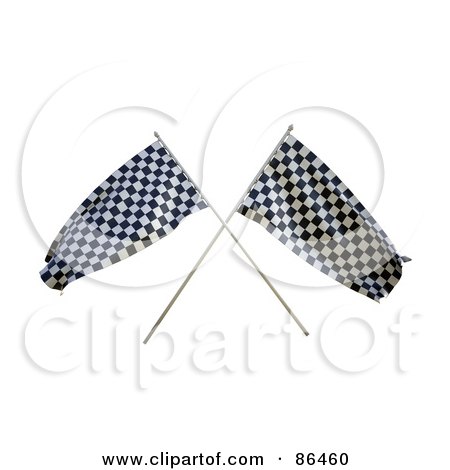 Royalty-Free (RF) Clipart Illustration of 3d Crossed Racing Flags Over White by Mopic