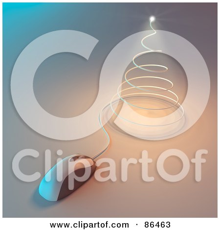 Royalty-Free (RF) Clipart Illustration of a Computer Mouse Cable Forming A Spiral Christmas Tree by Mopic