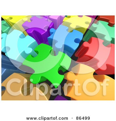 Background Of 3d Tall Colorful Puzzle Pieces With Space Between Them Posters, Art Prints