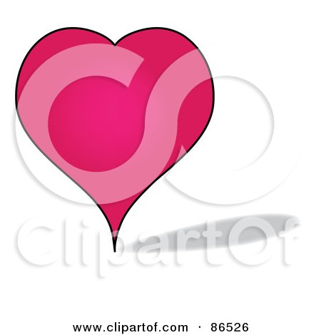 Royalty-Free (RF) Clipart Illustration of a Black Outlined Pink Love Heart With A Shadow by Pams Clipart
