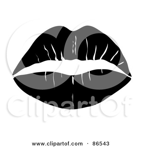 Royalty-Free (RF) Clipart Illustration of a Lipstick Smooch Kiss In Black by Pams Clipart