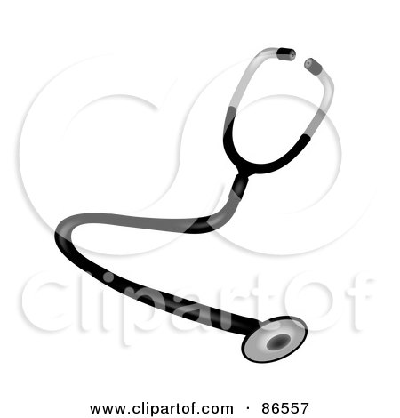Royalty-Free (RF) Clipart Illustration of a Traditional Black And Chrome Medical Or Veterinary Stethoscope by Pams Clipart
