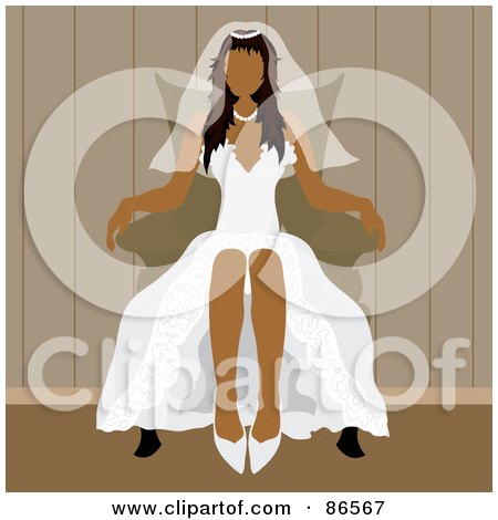 Royalty-Free (RF) Clipart Illustration of a Hispanic Bride Sitting In An Arm Chair by Pams Clipart