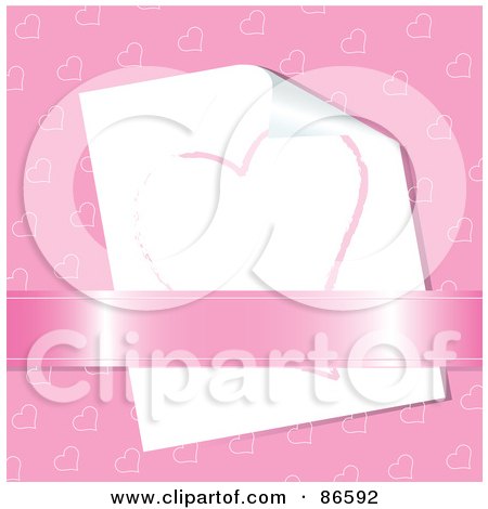 Royalty-Free (RF) Clipart Illustration of a Hand Drawn Heart Under A Ribbon On A Present by Pushkin