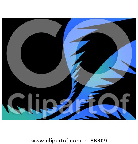 Royalty-Free (RF) Clipart Illustration of a Gradient Blue Palm Wave On Black by Arena Creative