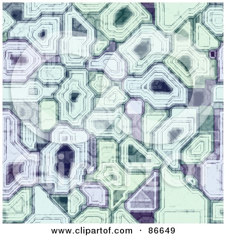 Royalty-Free (RF) Clipart Illustration of a Background Of Abstract Green And Purple Circuits by Arena Creative