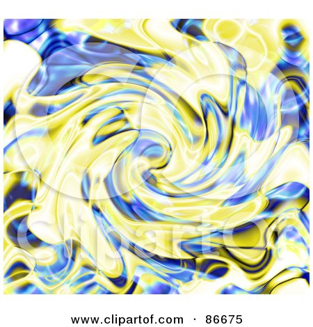 Royalty-Free (RF) Clipart Illustration of a Swirling Blue Ad Yellow Ripple Background by Arena Creative