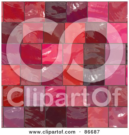 Royalty-Free (RF) Clipart Illustration of a Background Of Red And Pink Tiles by Arena Creative
