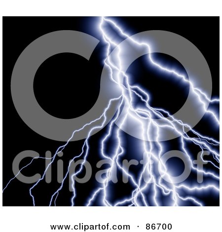 Royalty-Free (RF) Clipart Illustration of a Strike Of Lightning Over Black by Arena Creative
