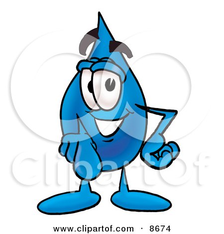 Clipart Picture of a Water Drop Mascot Cartoon Character Pointing at the Viewer by Mascot Junction