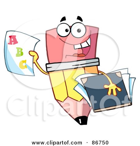 Royalty-Free (RF) Clipart Illustration of a Pencil Guy Holding An ABC Paper by Hit Toon