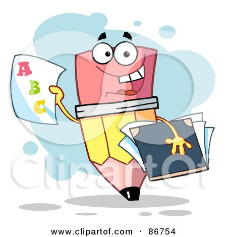 Royalty-Free (RF) Clipart Illustration of a Pencil Guy Holding An ABC Report Card by Hit Toon